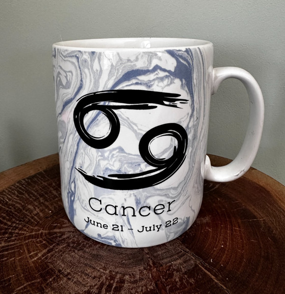 Port Townsand Other - Cancer Zodiac Sign Mug Oversized Blue Marbled Coffee Birthday Astrology Traits